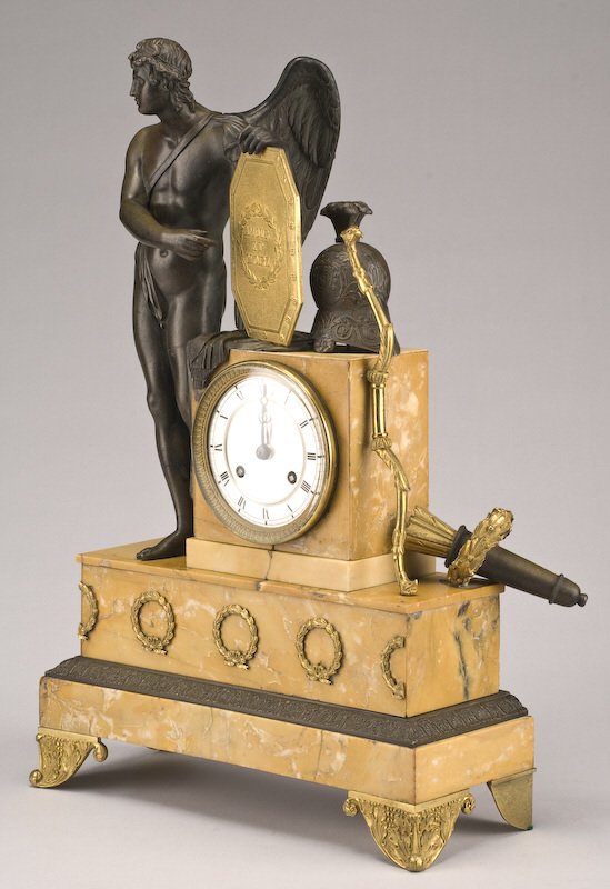 French bronze and marble figural clock of Cupid - 3