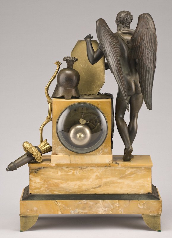French bronze and marble figural clock of Cupid - 4