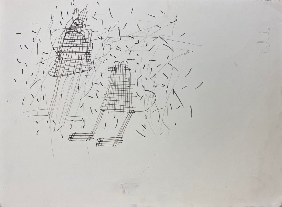 Francisco Toledo "Untitled" double-sided drawing.: Sheet: 9"H x 12"W. Francisco Benjamin Lopez Toledo (Mexican, 1940 - 2019). NOTE: Together with an assignment letter by Mexican painter Roberto Donis, stating the authenticity of the drawing.