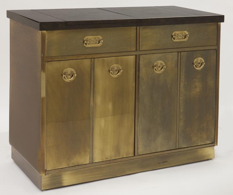 Mastercraft brass bar cabinet,: with opening top. 53"H x 40"W x 19"D, Circa - 20th C.