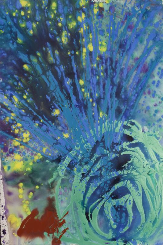 Dale Chihuly "Karshner Museum Drawn" acrylic: and mixed media on paper. Signed lower left, "Chihuly". Paper: 60"H x 40"W; Frame: 68"H x 48"W. Dale Chihuly (American, b. 1941).