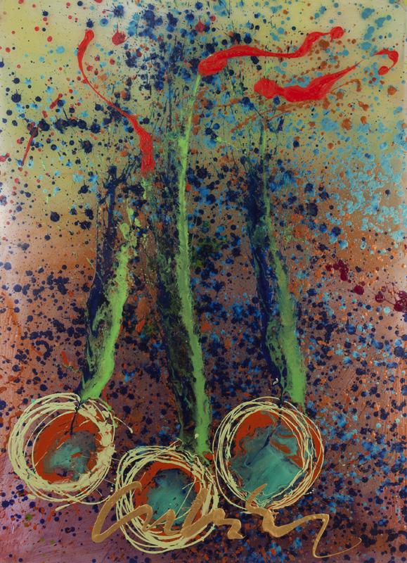 Dale Chihuly "Untitled" enamel on glass.: Signed lower center, "Chihuly". 60.5"H x 44"W. Dale Chihuly (American, b. 1941).