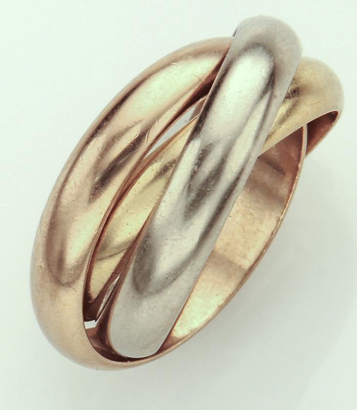 Cartier 18K tri-color gold Trinity ring. (1 of 3)