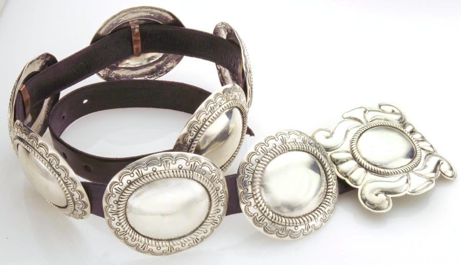 Frank Patania Sr. sterling silver & leather belt, (1 of 5)