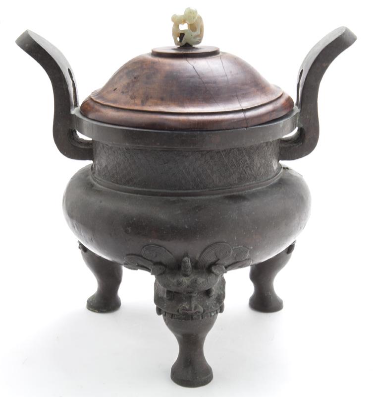 Chinese Ming bronze tri-pod censer, (1 of 9)