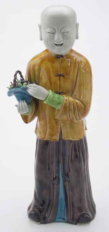 Chinese Qing sancai porcelain boy, (1 of 7)
