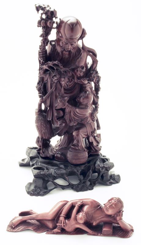 (2) Chinese Qing carved boxwood figures, (1 of 9)