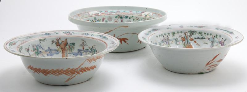 (3) Chinese famille rose wash basins, (1 of 9)