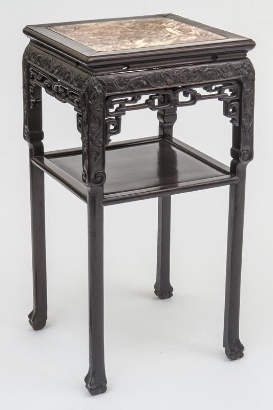 Chinese Qing carved rosewood tea table, (1 of 8)