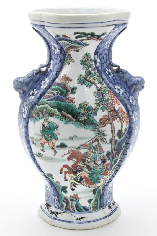 Chinese Qing blue & white wucai porcelain vase, (1 of 8)