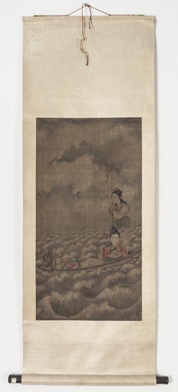 Chinese Qing watercolor painted scroll, (1 of 4)