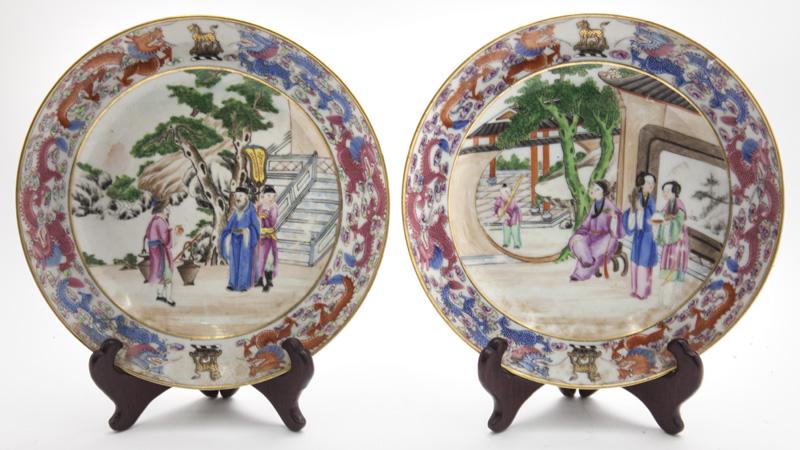 Pr. Chinese Qing famille rose porcelain plates, (1 of 5)
