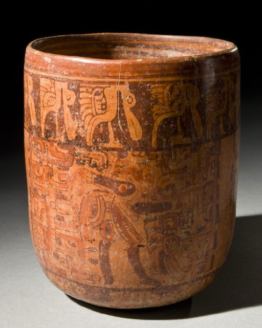 9 Pre Columbian Mayan Cylinder Vase With Primary Glyph Dec 09