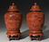 21: Pr. Chinese carved cinnabar lacquered ginger jars