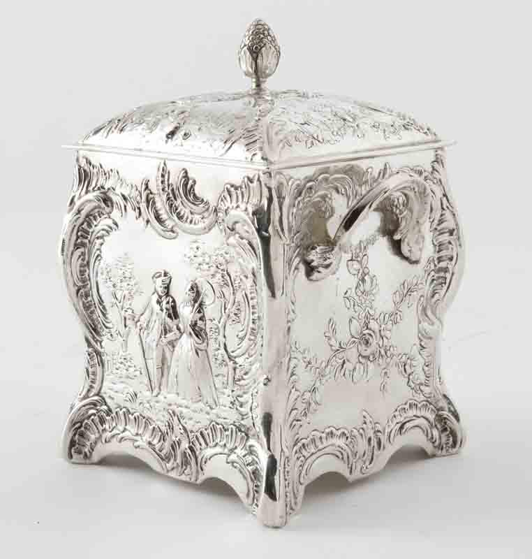 English sterling silver tea caddy, (1 of 9)