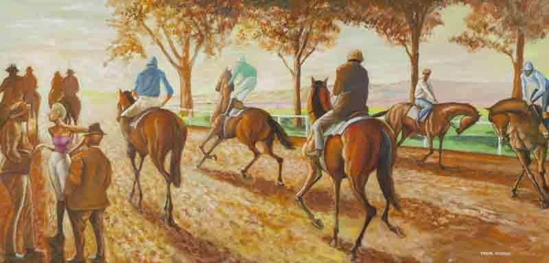 Ernie Barnes "Race Day" oil on canvas. (1 of 6)