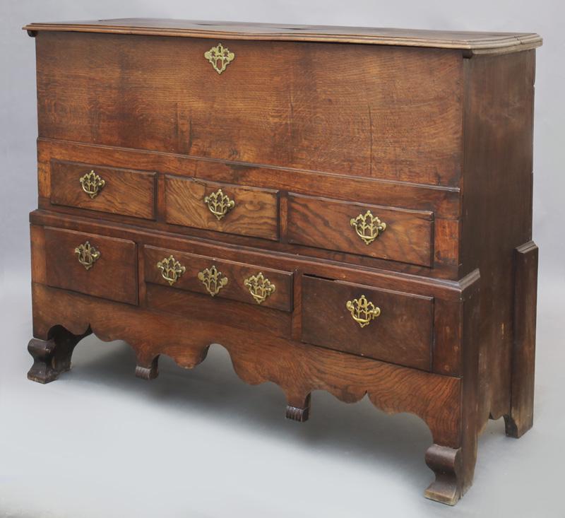 18th C. English oak mule chest (1 of 13)