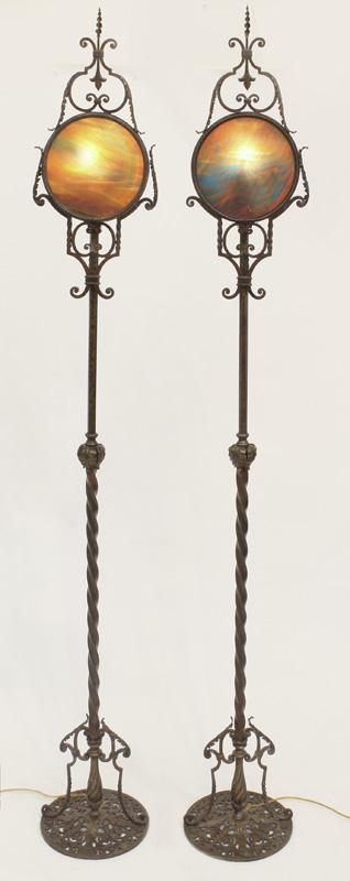 Pr. American bronze finished floor lamps with (1 of 8)