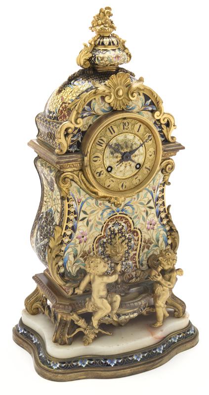 Prussian/French gilt champleve mantle clock, (1 of 11)