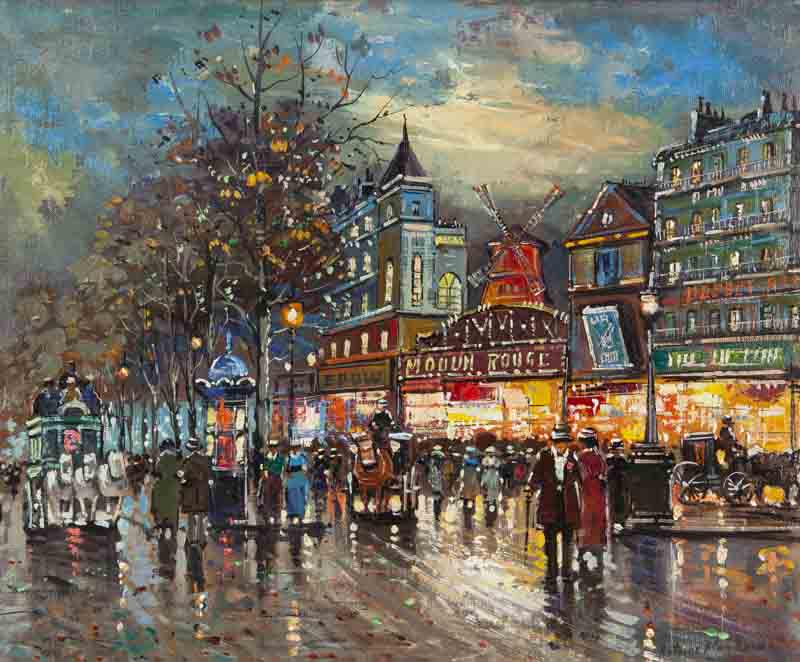 Antoine Blanchard "Moulin Rouge" oil on canvas. (1 of 6)