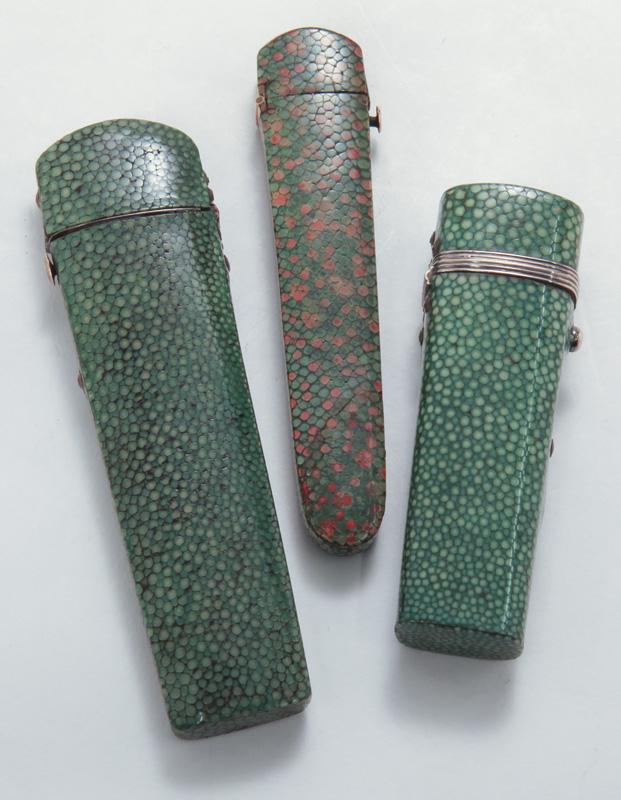 (3) Antique shagreen cased gilt & MOP knives, (1 of 9)