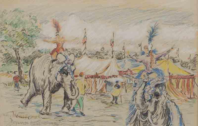 Reynolds Beal "Untitled (Circus)" mixed media (1 of 6)