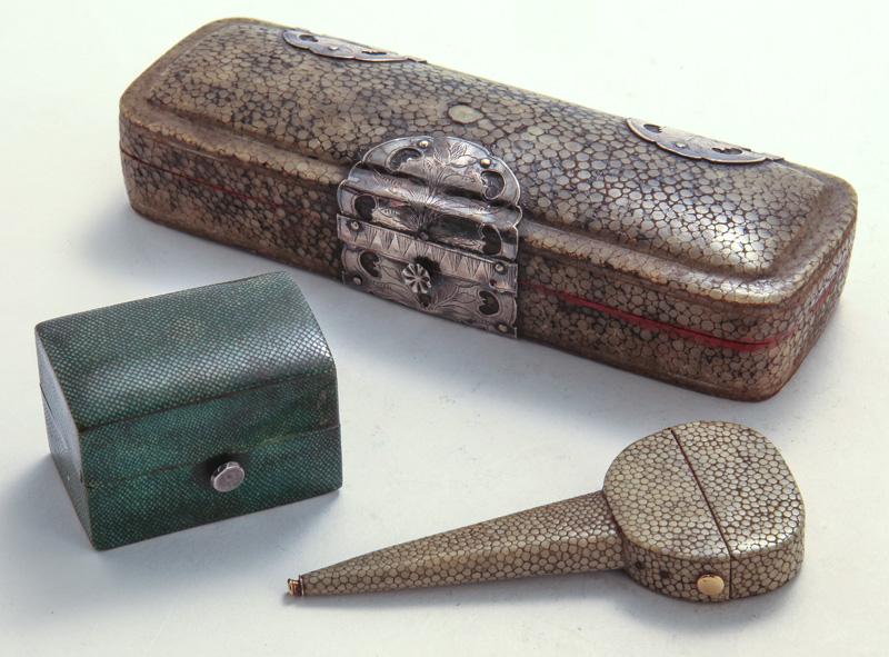 (3) Antique shagreen covered cases, (1 of 4)