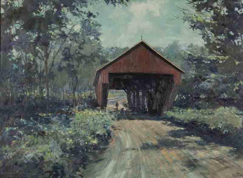 Eric Sloane "Hammond Bridge, Pittsboro, VT" oil (1 of 7)