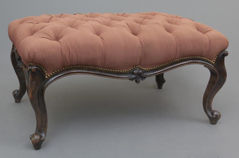 Large Victorian mahogany upholstered bench (1 of 7)