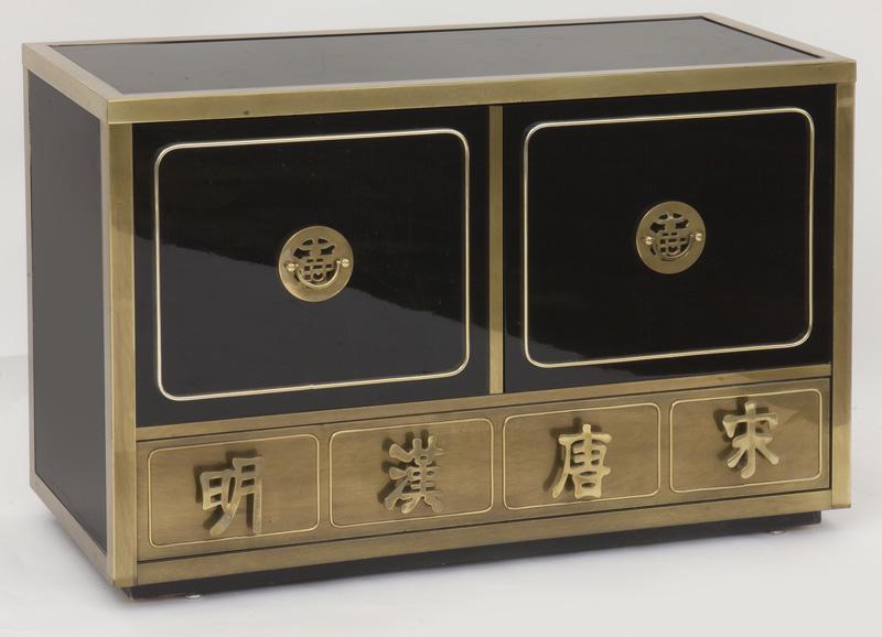 Mastercraft chinoiserie black lacquer cabinet, (1 of 5)