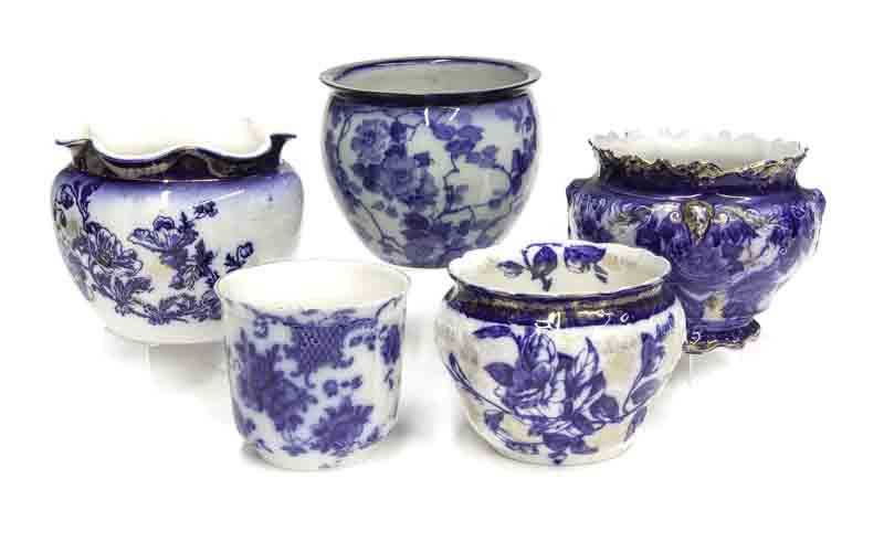 (5) Antique flow blue jardinieres (1 of 5)