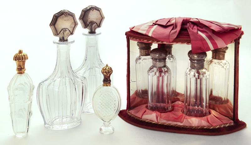 (6) Antique cut glass perfumes, (1 of 9)