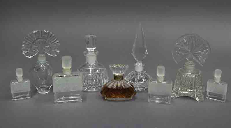 (9) Cut crystal perfume bottles, (1 of 10)