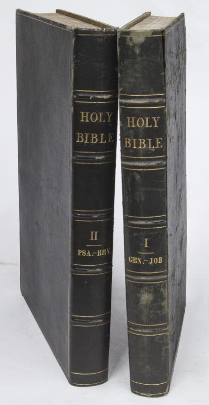 (2) Volumes leatherbound Holy Bibles, (1 of 7)