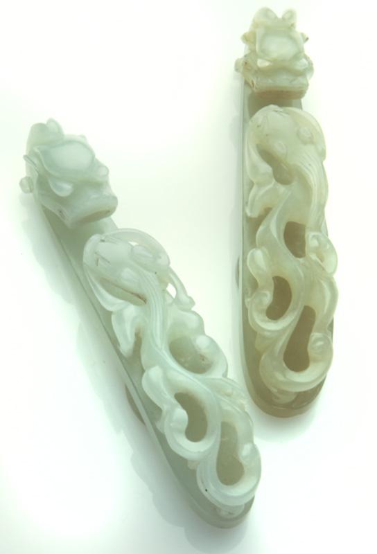 (2) Chinese white jade belt buckles, (1 of 4)