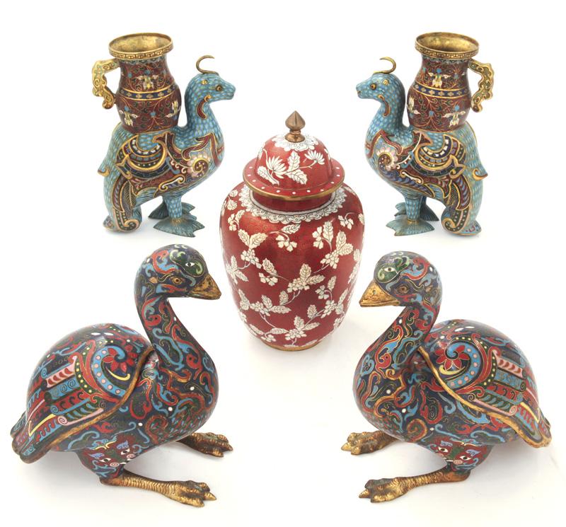 (5) Chinese cloisonne wares, (1 of 13)
