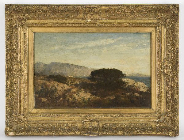 Felix Ziem oil painting on canvas,: depicting a Mediterranean landscape. Canvas: 13"H x 19.75"W; Frame: 21.5"H x 28.5"W. Signed lower right, "Ziem". Felix Ziem (French, 1821-1911). Circa - 19th C.