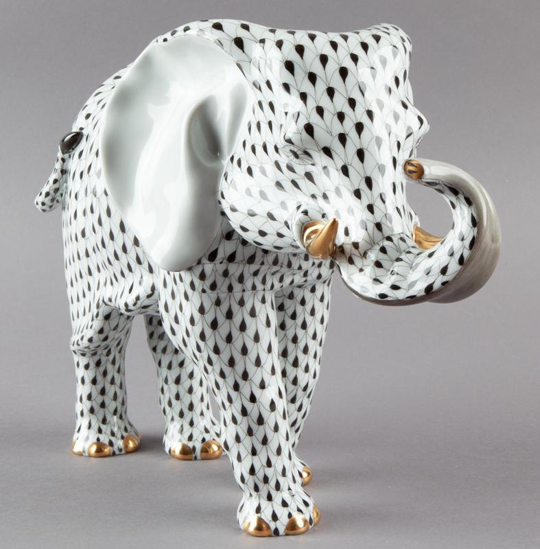 Large Herend porcelain elephant, (1 of 12)