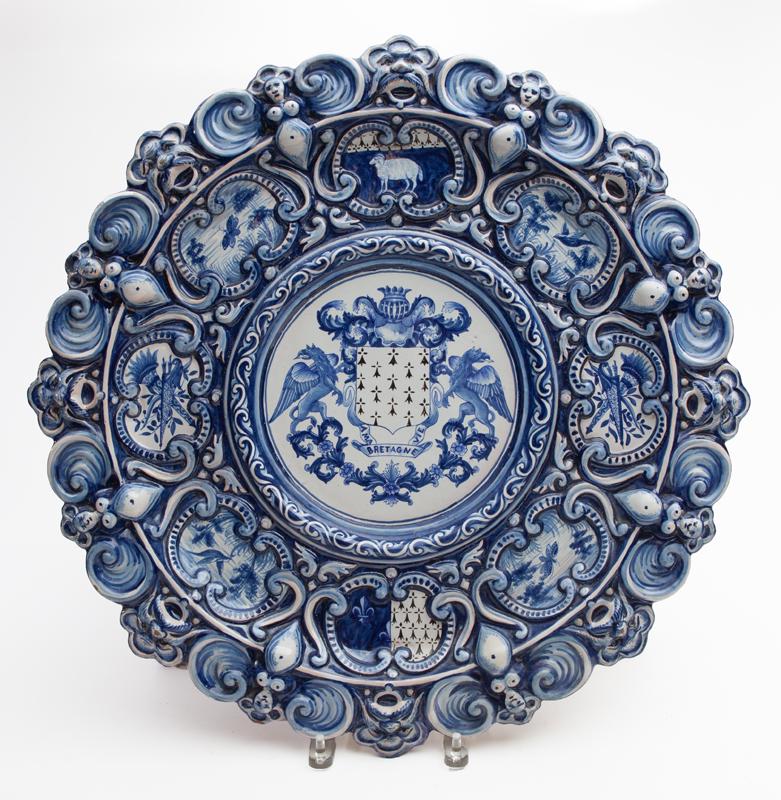 Large Porquier-Beau blue and white charger, (1 of 5)