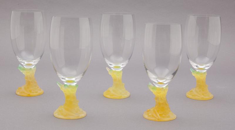 (5) Daum French art glass goblets, (1 of 6)
