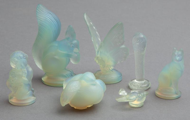 (7) Small Sabino glass figures.: (7) Small Sabino glass figures. Each marked for Sabino. Tallest: 3"H,