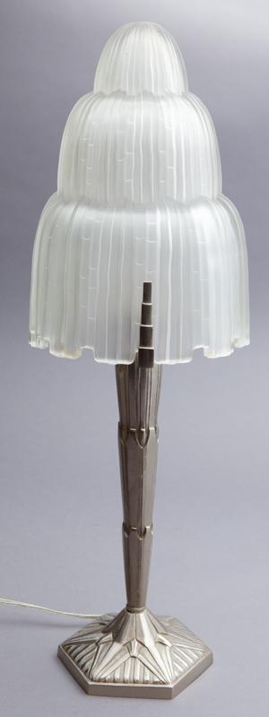 Sabino Art Deco glass & silvered metal lamp, (1 of 11)