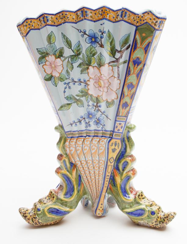 Large Porquier-Beau triangular shaped vase (1 of 8)