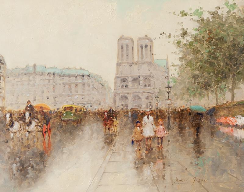 Andre Gisson "Notre Dame" oil on canvas. (1 of 7)