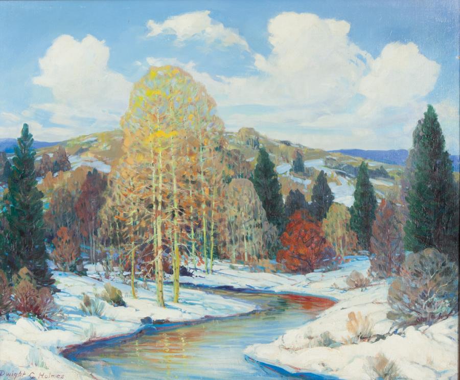 Dwight C. Holmes "Aspens" oil on canvasboard. (1 of 7)