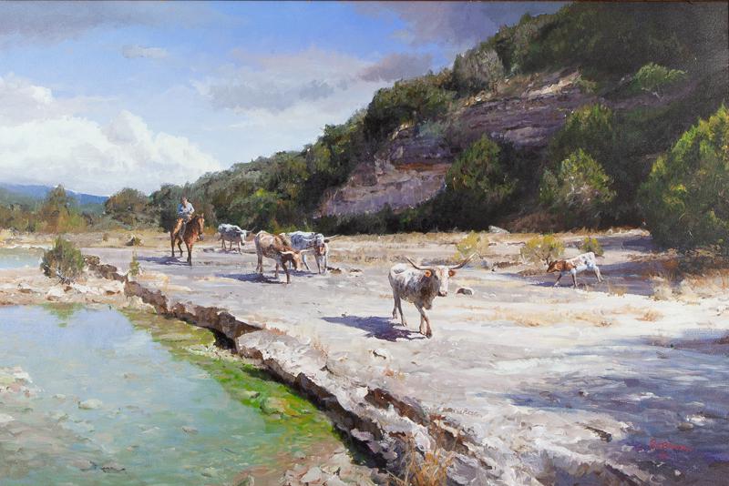 James Robinson "Cow Pokes" oil on canvas. (1 of 7)