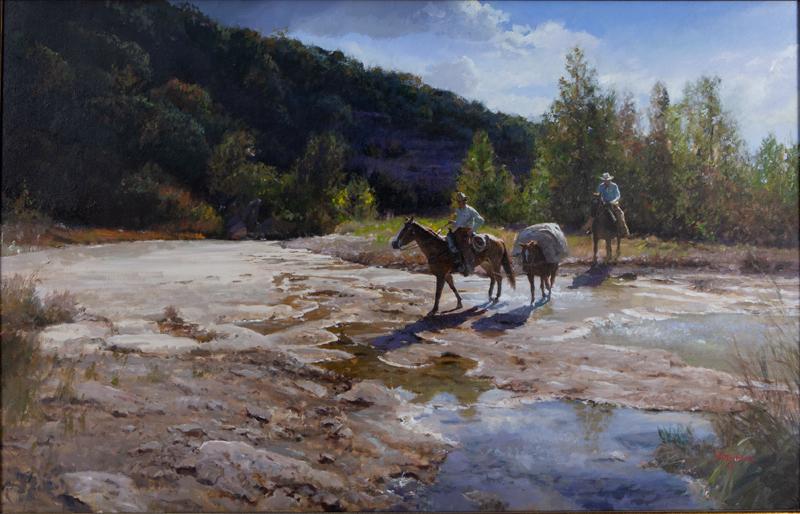 James Robinson "Untitled (Cowboys)" oil on canvas. (1 of 4)