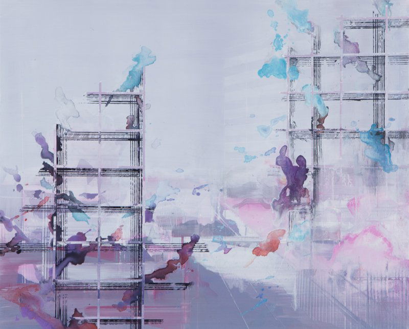 Driss Ouadahi "Enamored" oil on canvas, 2017.: Driss Ouadahi "Enamored" oil on canvas, 2017. Signed, titled and dated to verso, "Driss Ouadahi / 2017 / Enamored". Canvas: 17.75"H x 21.5"W; Frame: 19.25"H x 23.25"W. NOTE: Includes Driss Ouadahi exh