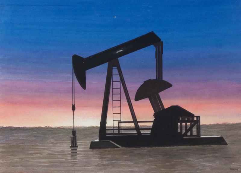 Michael Frary "Untitled (Oil drill)" watercolor (1 of 4)