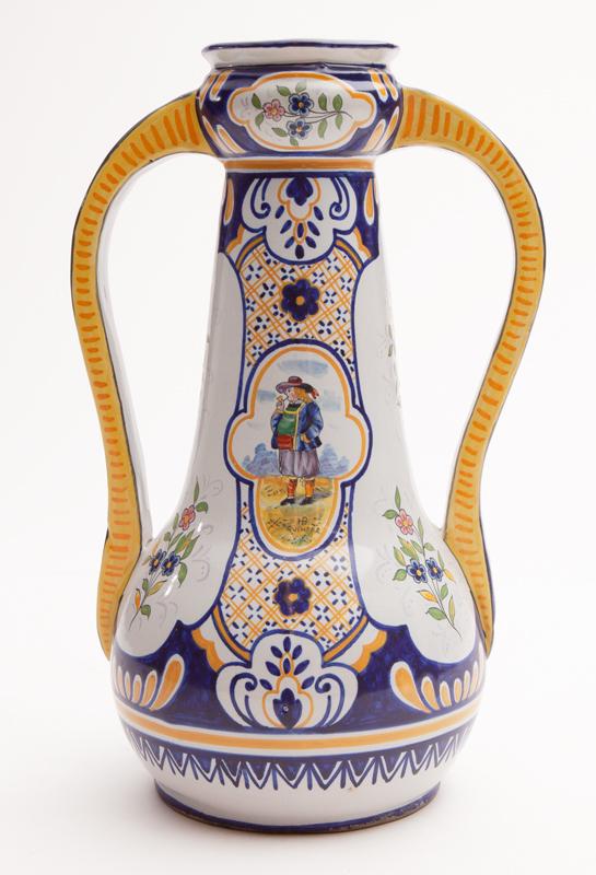 HB Quimper two handled vase, (1 of 8)